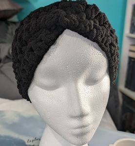 Adult/teen ear warmer, black, handcrafted
